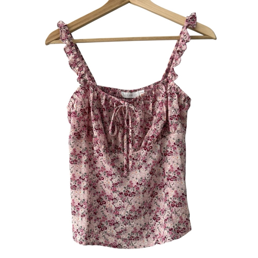 Lush Pink Floral Ruffle Camisole
